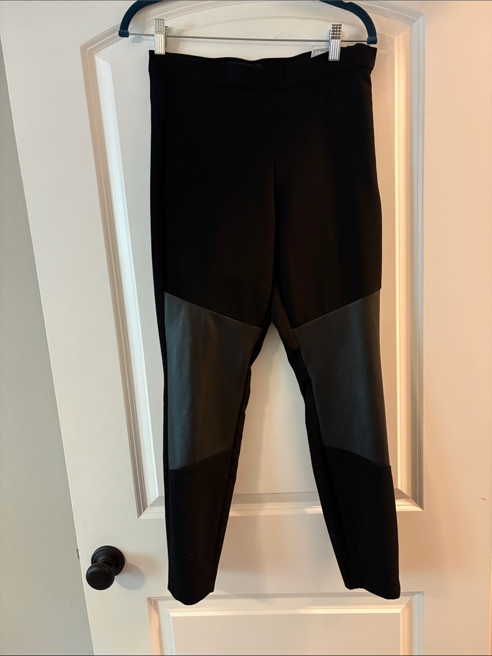 Banana Republic Black Faux-Leather Panel Leggings